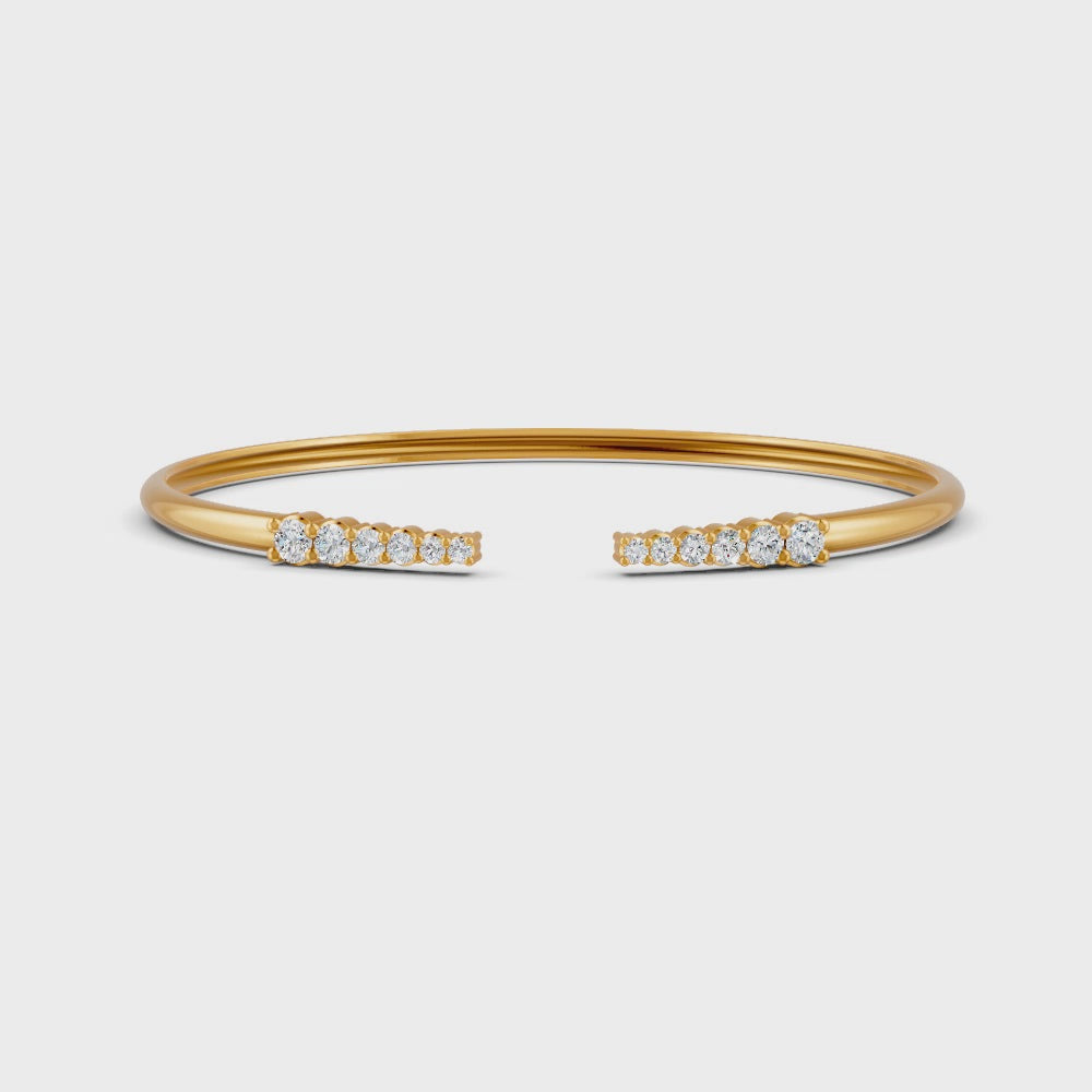 0.15 Ct Round Cut Natural Moissanite Women's Bangle Bracelets 14K Gold Plated